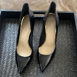 Jessica Simpson Black Patent Leather Heels size 10M Like new!